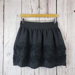 Stooshx Skater Skirt Juniors Size Small Floral Pull On Stretch Waist Black